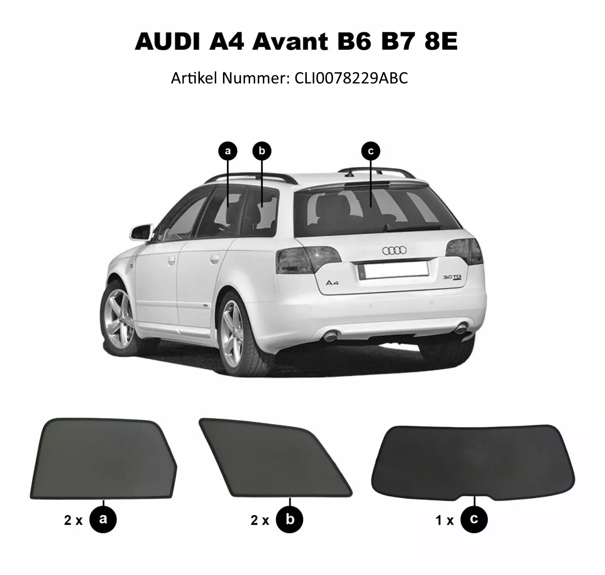 Audi A4 8W B9 Avant Sonnenschutzsystem 2-teilig Interieur Sonnenrollo Schutz