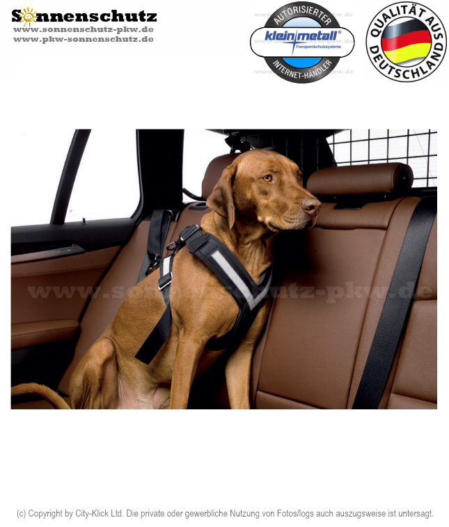 www.sonnenschutzpkw.de Allsafe crashgetesteter Gurt für Hunde