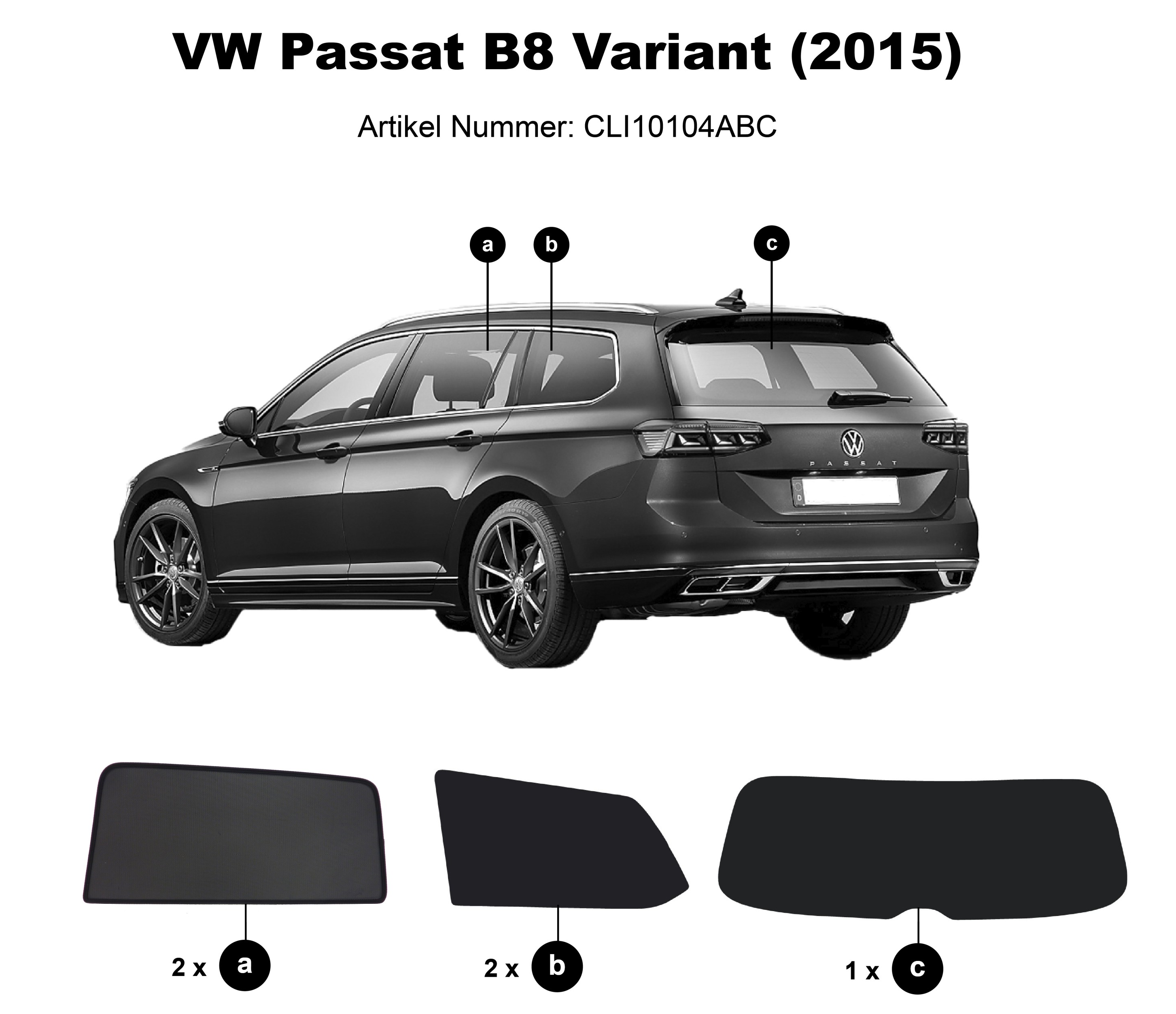 ClimAir Sonniboy pare-soleil VW Passat b8 Variant 2015-disques de réseaux 