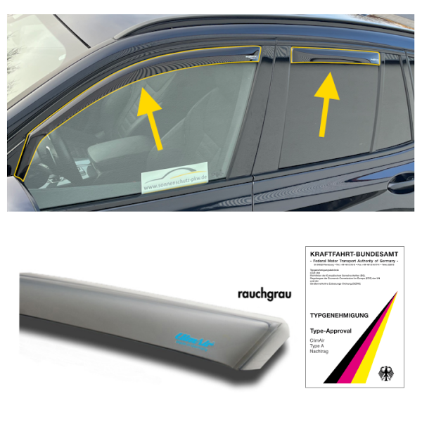 Windabweiser VW Tayron vorne hinten grau